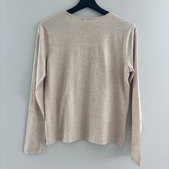 Vintage Y2K Lauren Ralph Lauren Logo Tee Beaded Long Sleeve Size M 100% Cotton - Picture 3 of 9